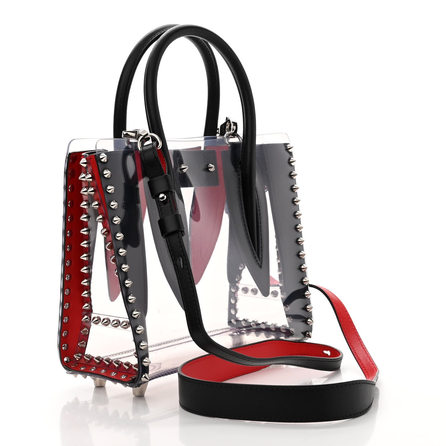 Christian Louboutin PVC Calfskin Spiked Mini Paloma Black 2 of 9