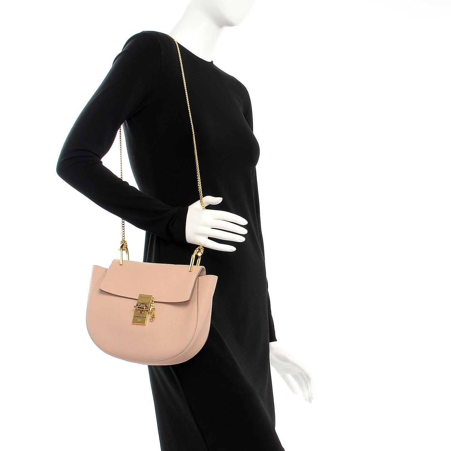 Chloe Grained Lambskin Drew Shoulder Bag Cement Pink 2 of 10