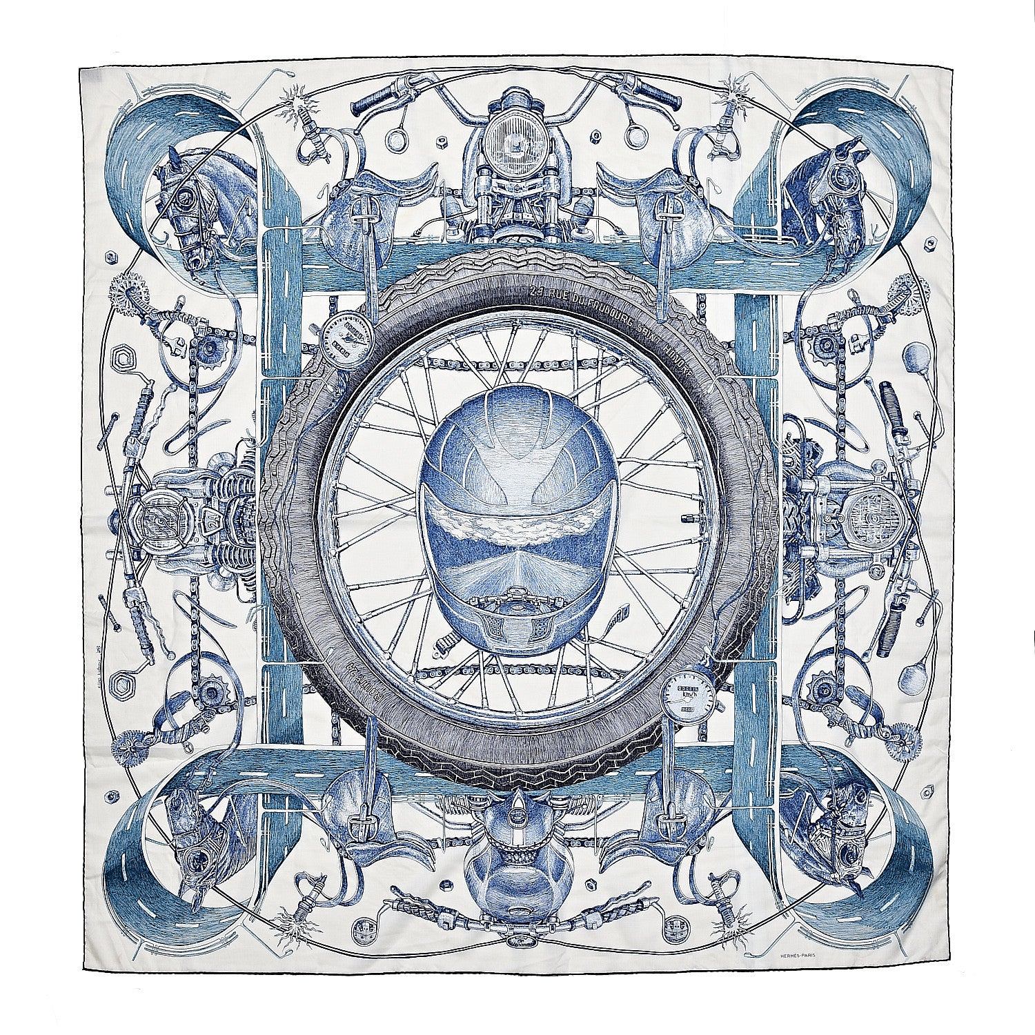Hermes Wool Silk Route 24 Scarf 140 1 of 9