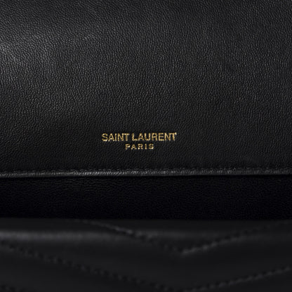 Saint Laurent Lambskin Matelasse Chevron Monogram Medium Sulpice Bag Black 8 of 12
