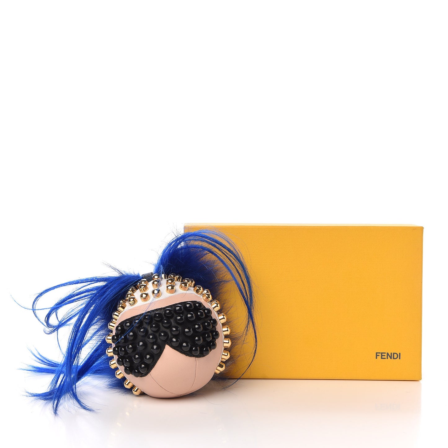 Lambskin Goat Fur Studded Punkarlito Bag Charm Blue