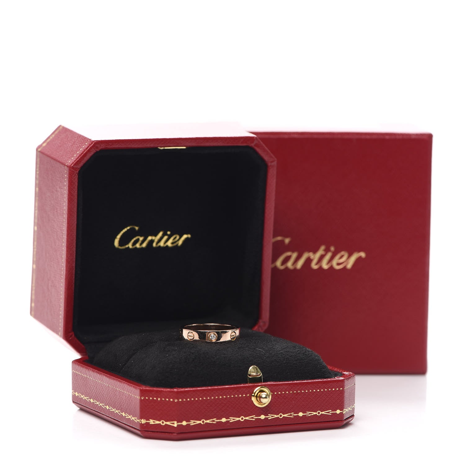 Cartier 18K Pink Gold Diamond 4mm LOVE Wedding Band Ring 52 6 5 of 5
