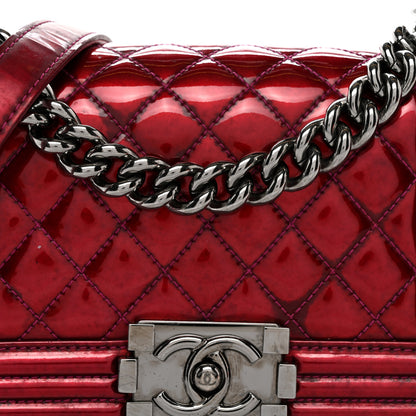 Chanel Metallic Patent Calfskin Quilted Small Boy Flap Pink 8 of 13