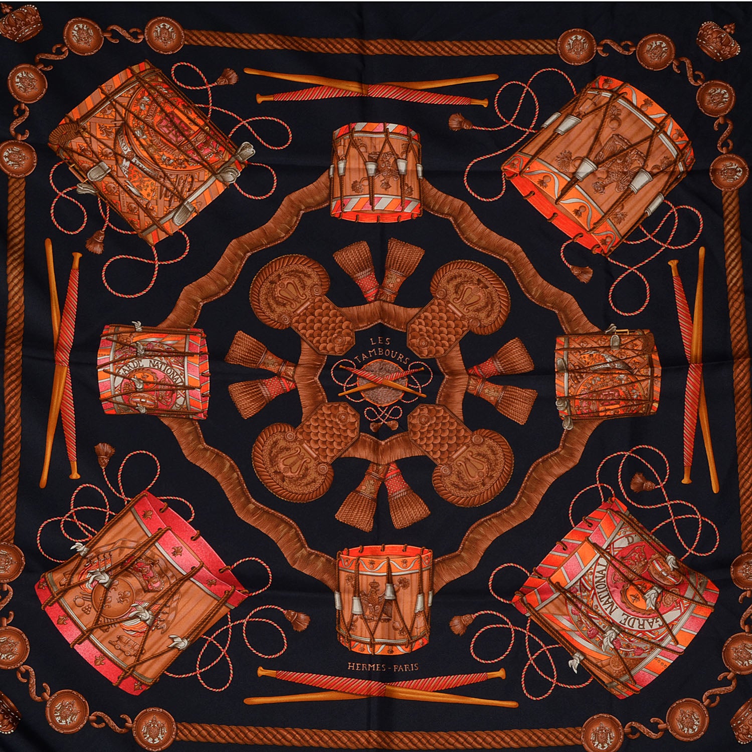 Hermes Silk Les Tambours Scarf 90 1 of 5