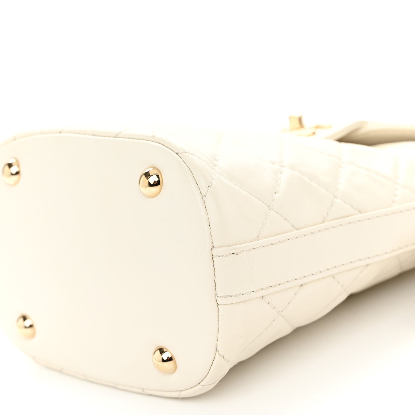 Lambskin Quilted CC Bucket Bag White