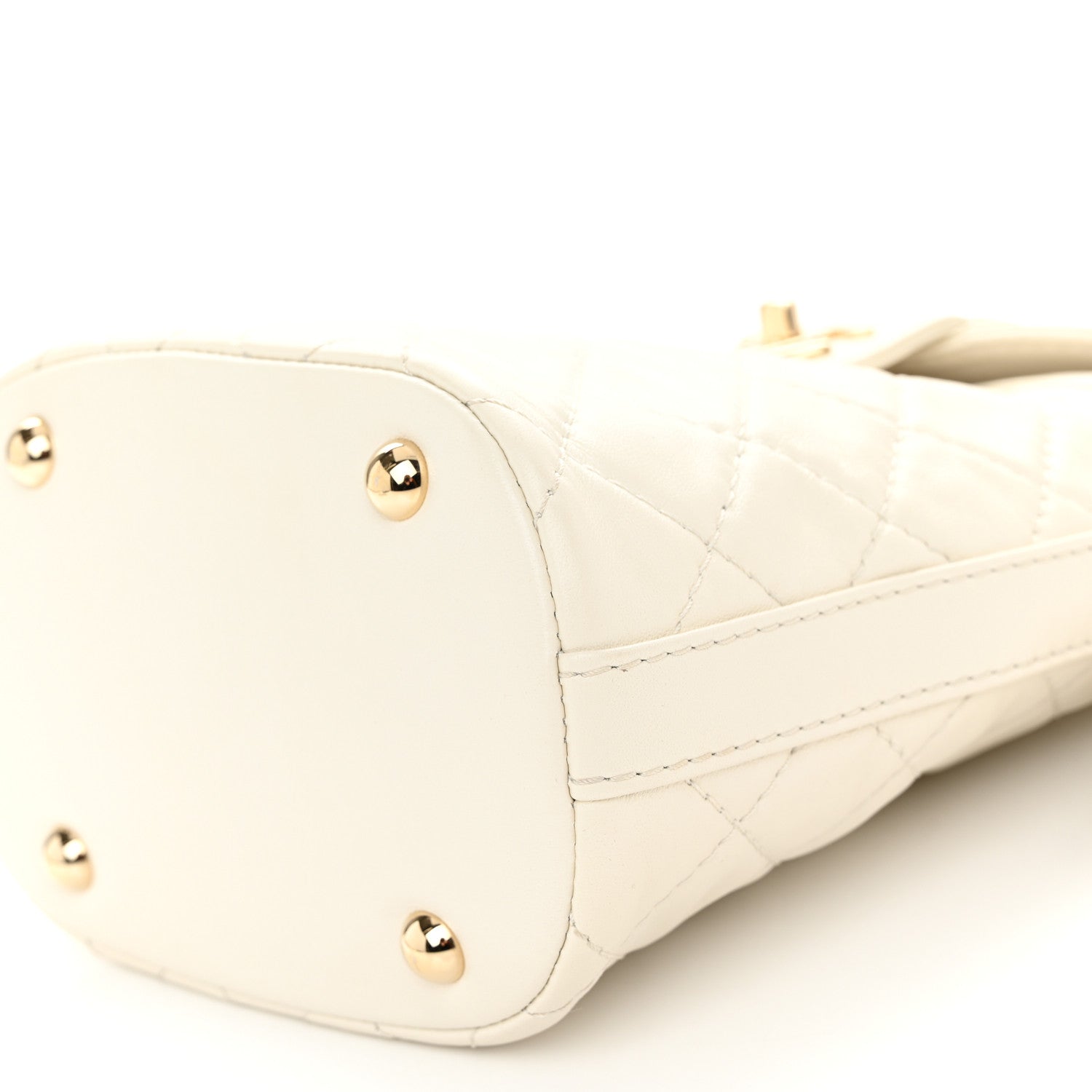 Chanel Lambskin Quilted CC Bucket Bag White 10 of 10