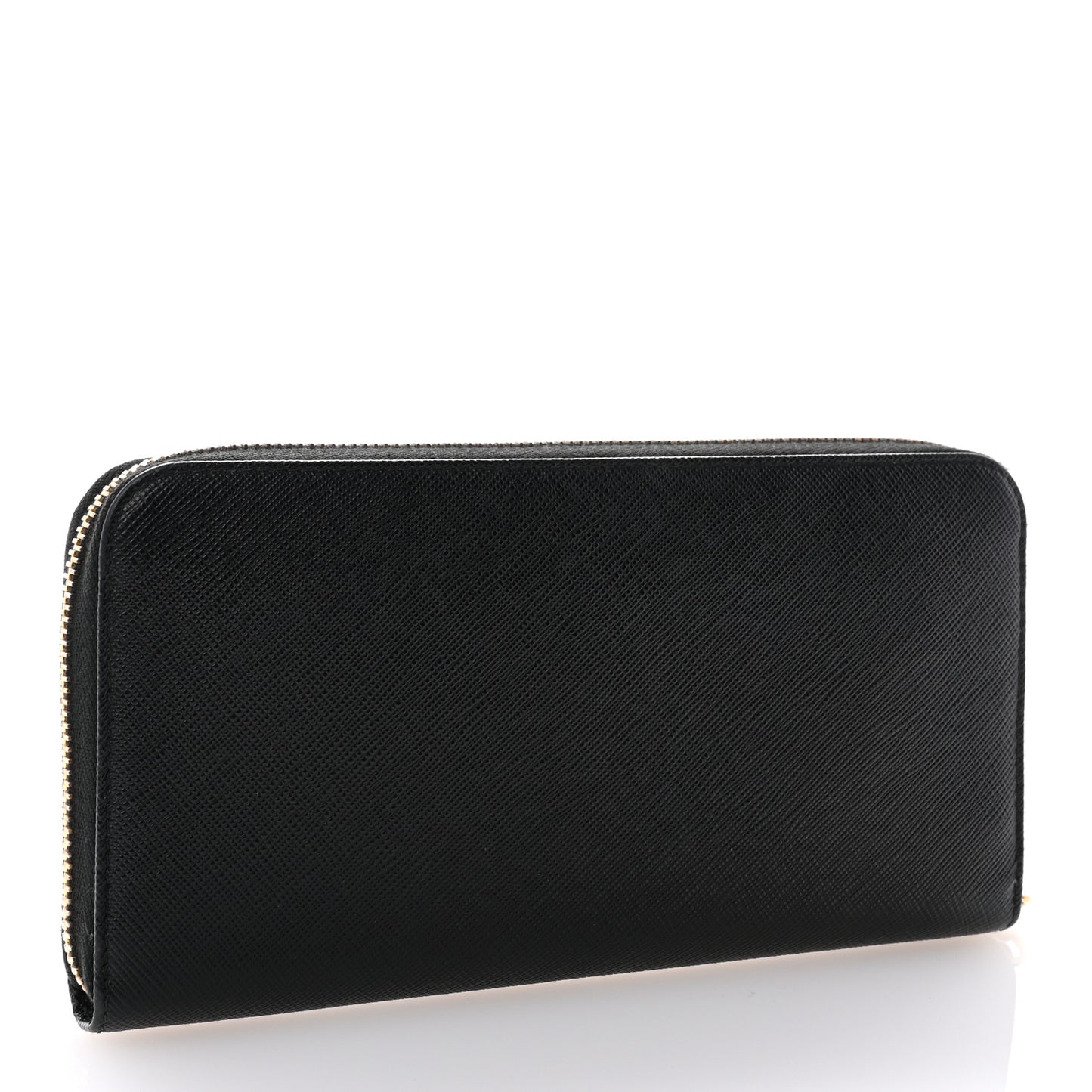 Saffiano Metal Zip Around Wallet Black