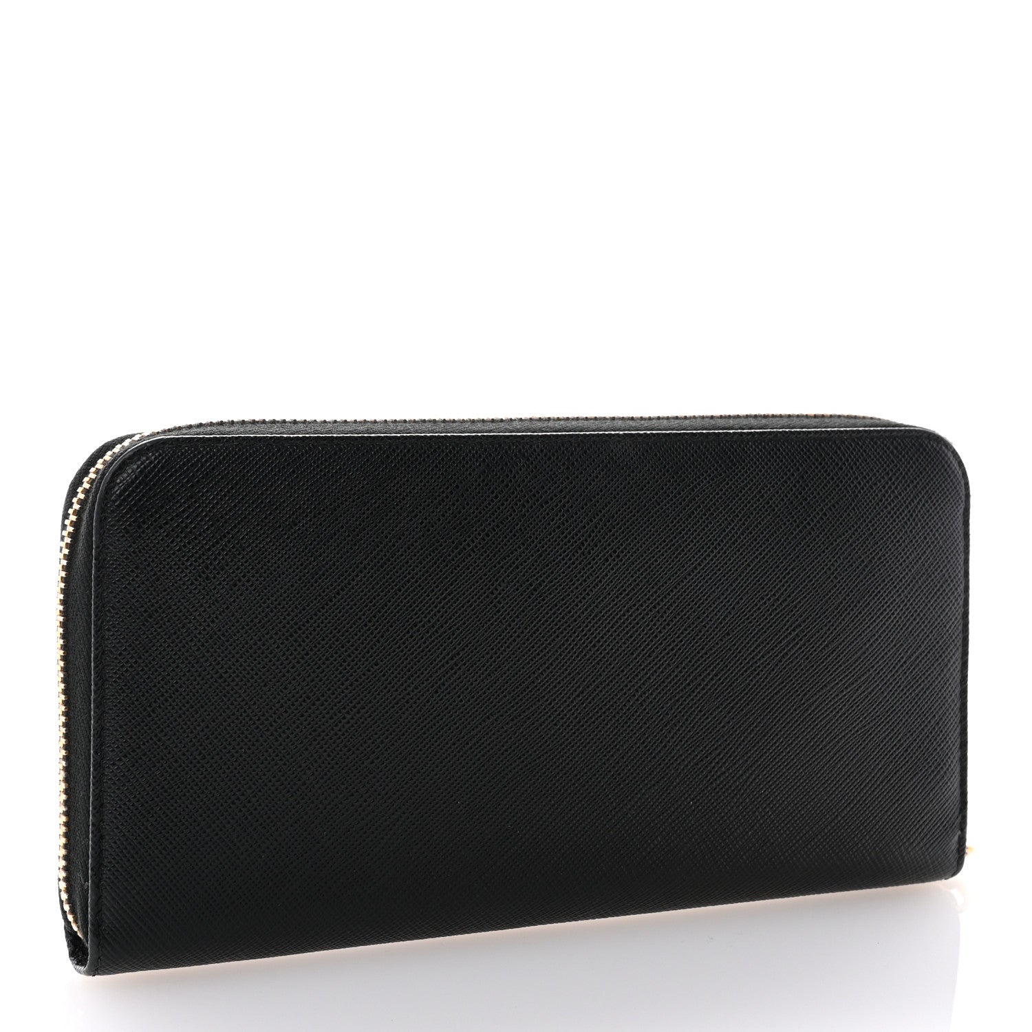 Prada Saffiano Metal Zip Around Wallet Black 3 of 8