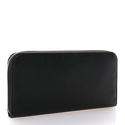Prada Saffiano Metal Zip Around Wallet Black 3 of 8