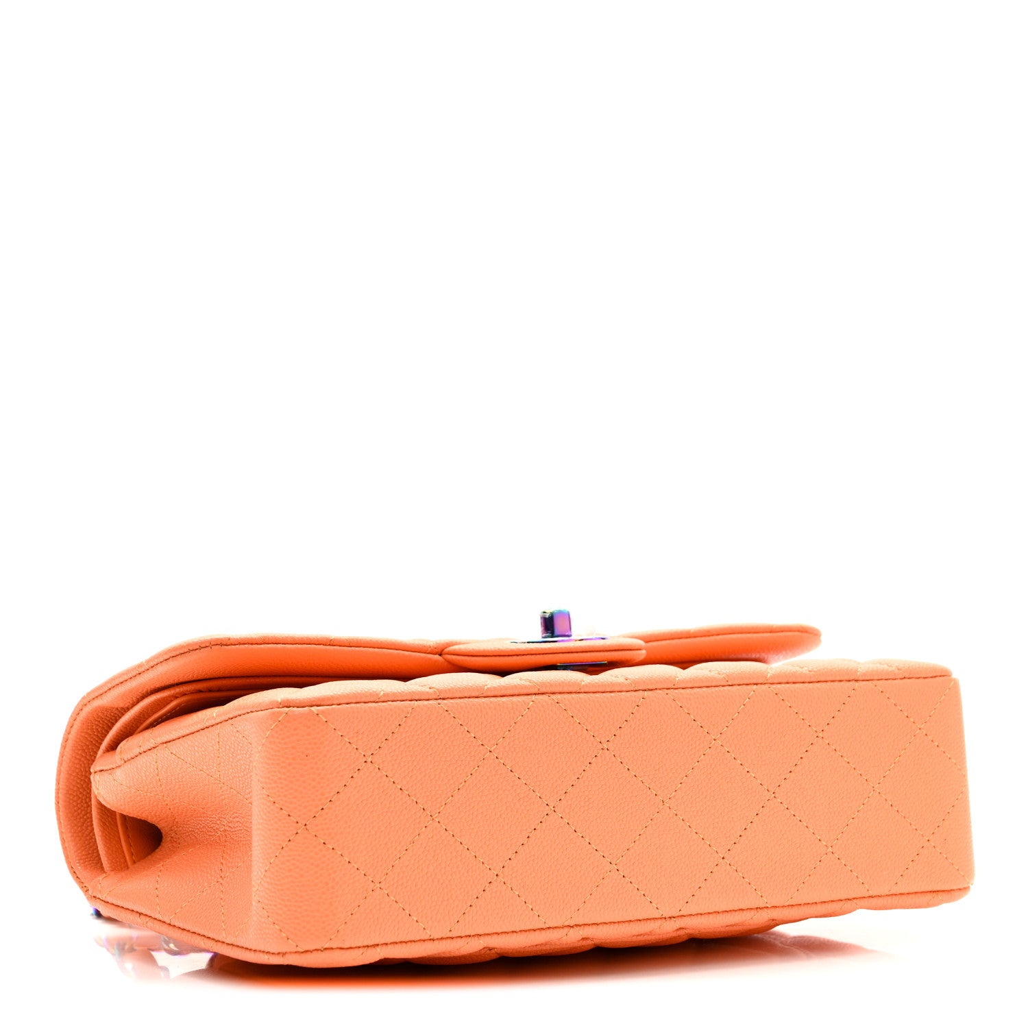 Chanel Caviar Quilted Rainbow CC Small Double Flap Orange 4 of 10