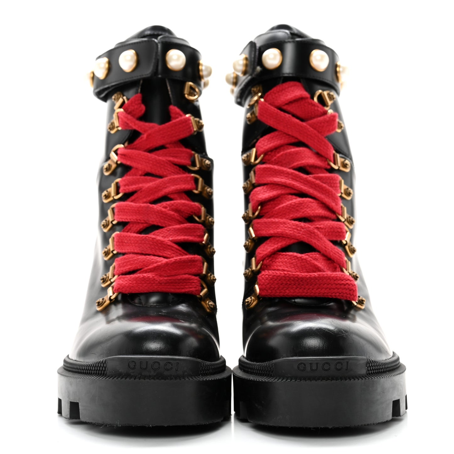 Magnum Calfskin Pearl Lace Up Combat Ankle Boots 38.5 Black