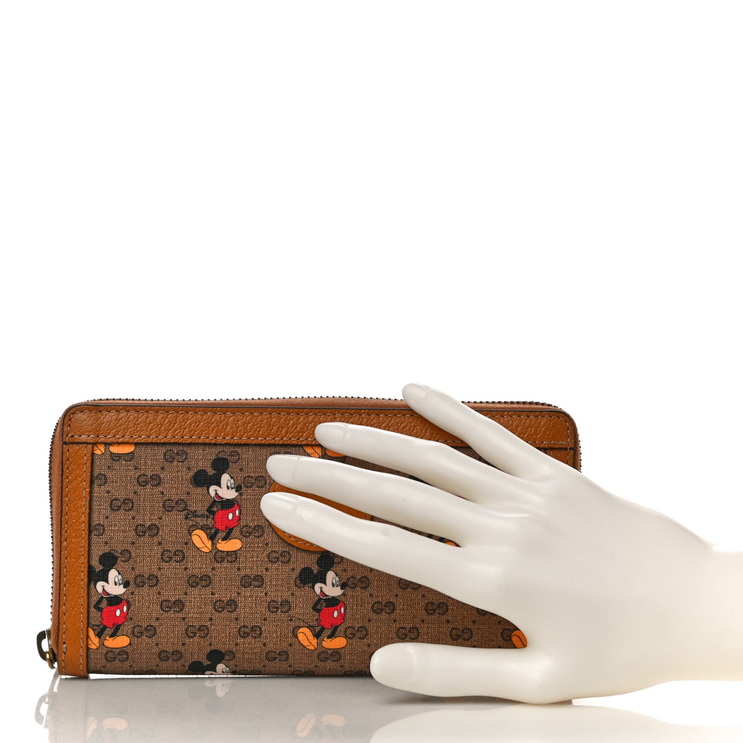 X DISNEY Mini Vintage GG Supreme Monogram Mickey Mouse Zip Around Wallet Beige Vintage Sun Oil