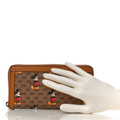 Gucci X DISNEY Mini Vintage GG Supreme Monogram Mickey Mouse Zip Around Wallet Beige Vintage Sun Oil 2 of 10