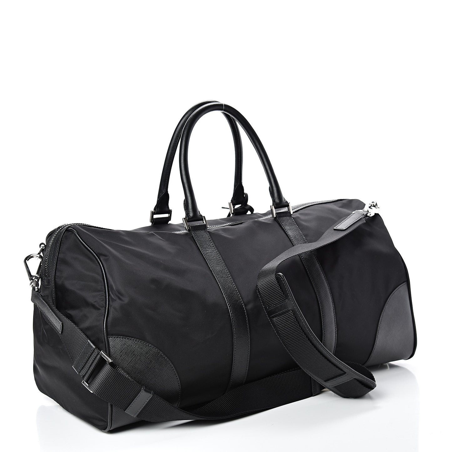 Tessuto Nylon Saffiano Duffle Bag Black