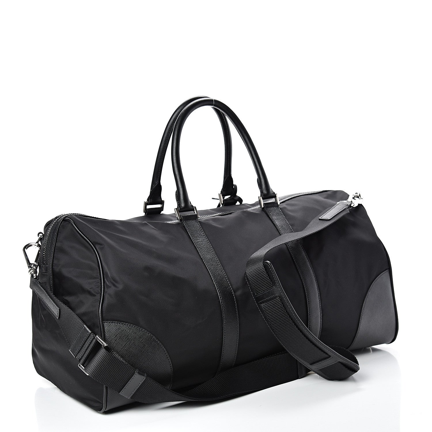 Prada Tessuto Nylon Saffiano Duffle Bag Black 2 of 11