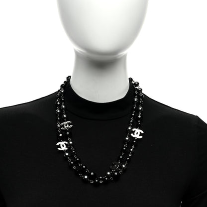 Chanel Ruthenium Pearl Beaded CC Long Necklace Black 5 of 5
