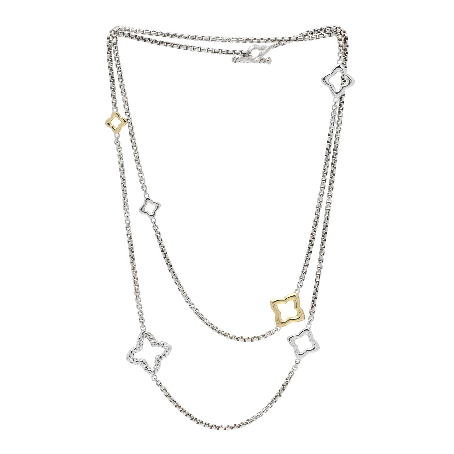 Sterling Silver 18K Yellow Gold Quatrefoil Necklace