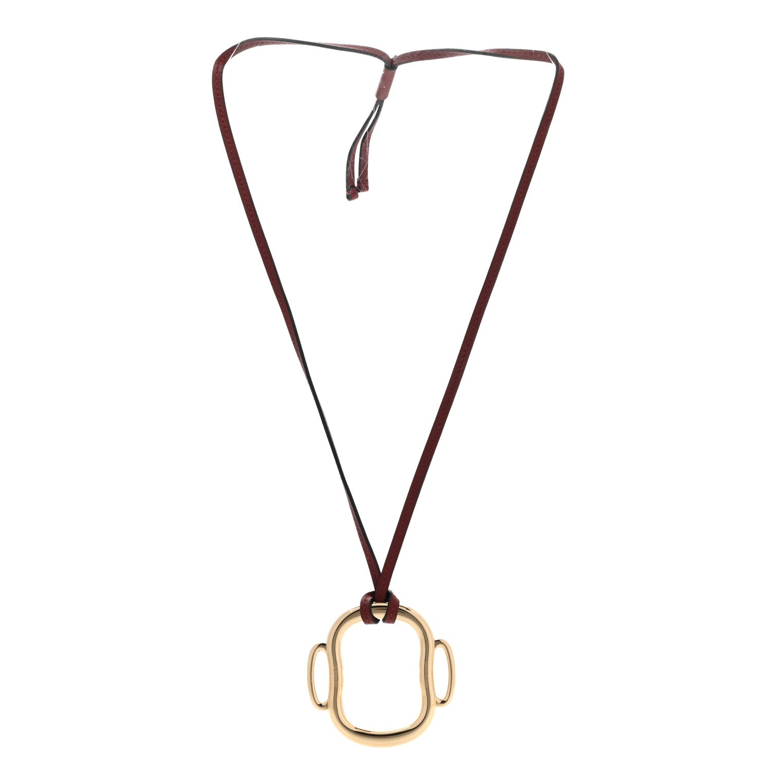 Hermes Permabrass Swift Bouclerie Pendant Necklace Gold Rouge H 3 of 7