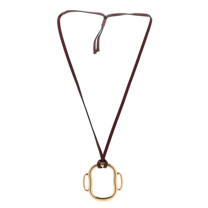 Hermes Permabrass Swift Bouclerie Pendant Necklace Gold Rouge H 3 of 7