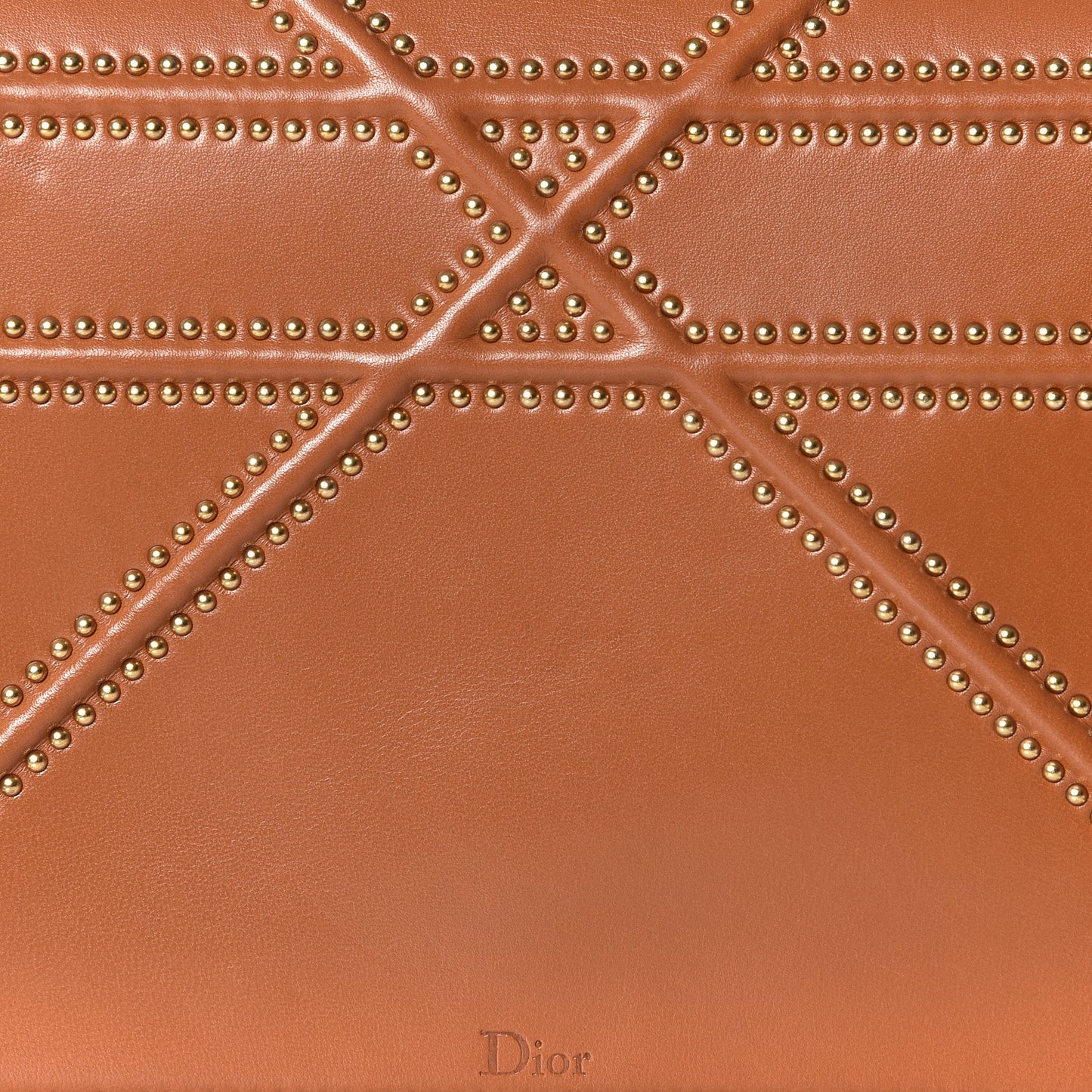 Lambskin Studded Medium Diorama Flap Bag Brown