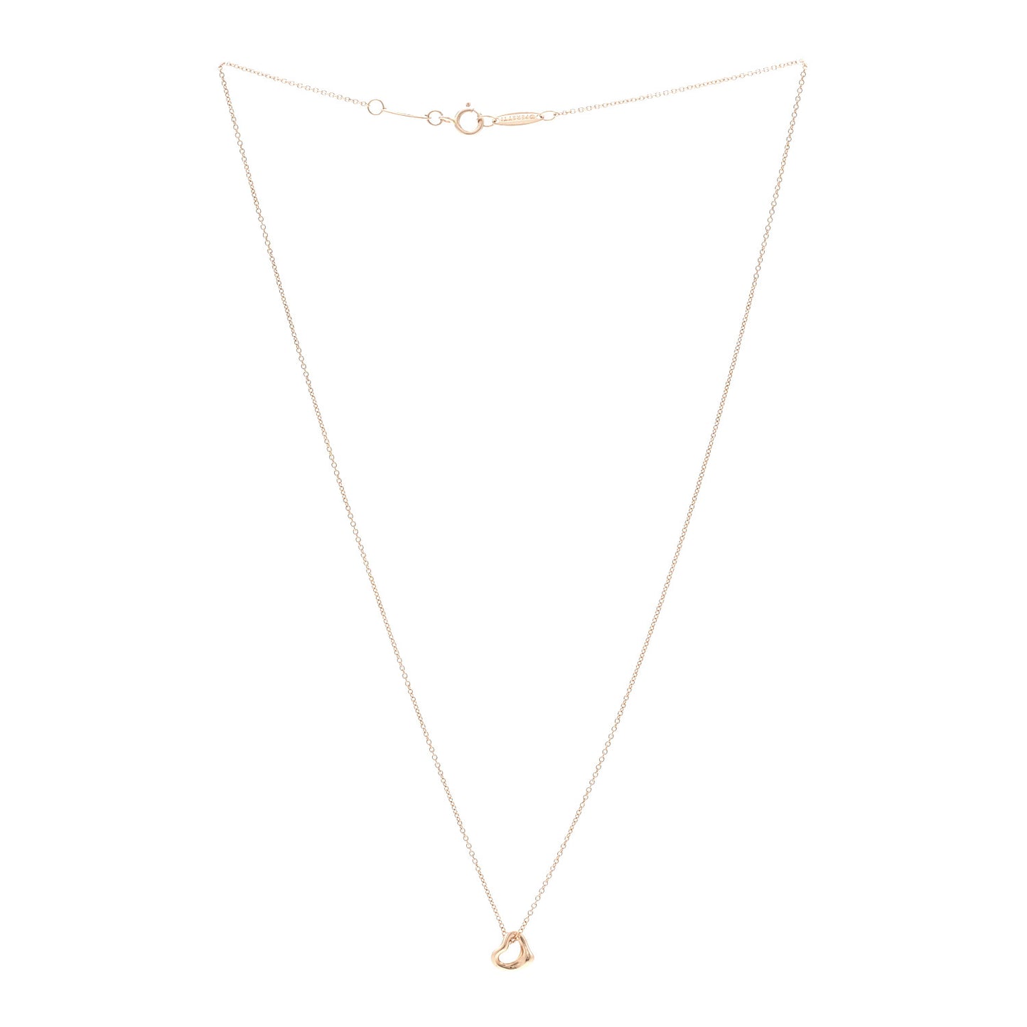 18K Rose Gold 7mm Elsa Peretti Open Heart Pendant Necklace