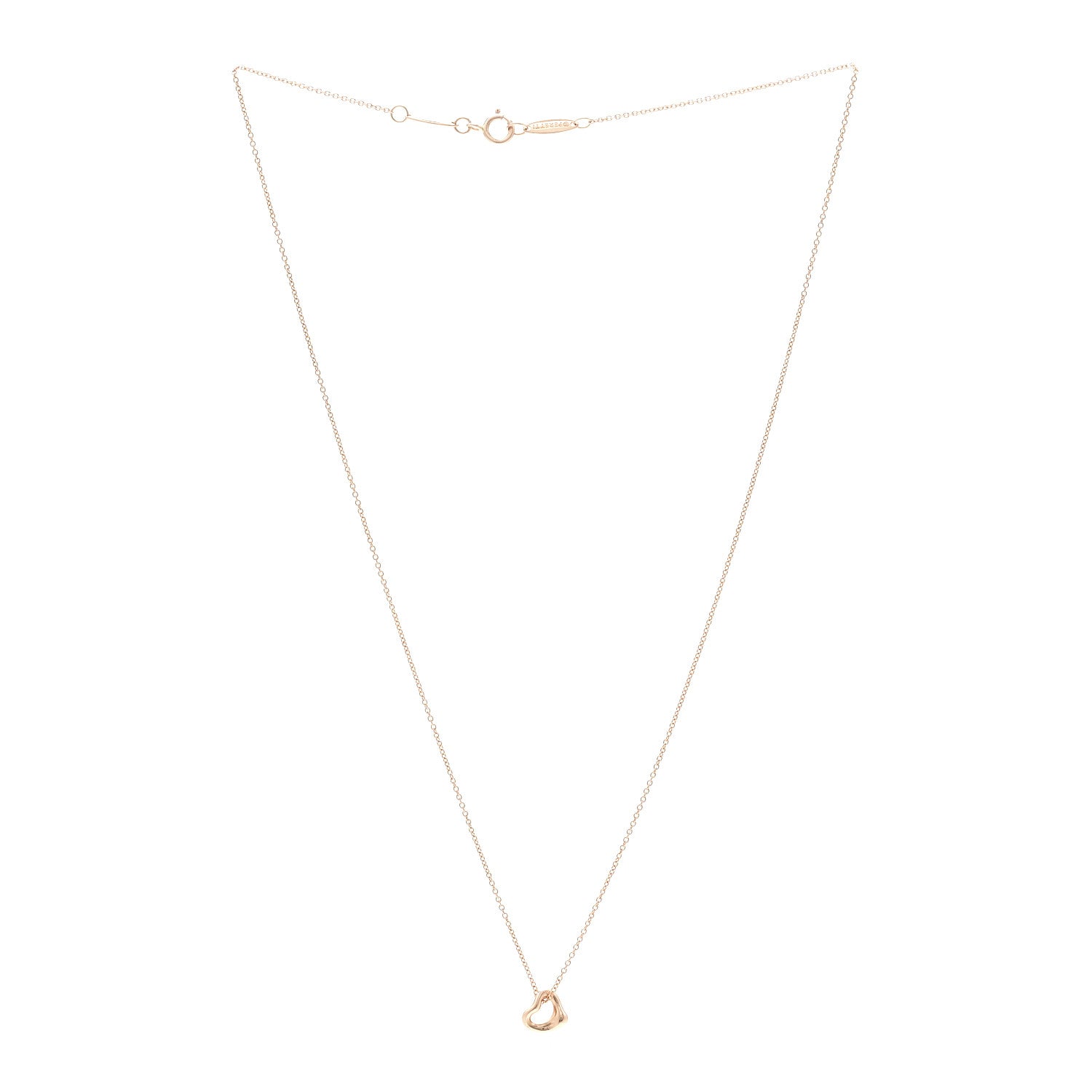 Tiffany 18K Rose Gold 7mm Elsa Peretti Open Heart Pendant Necklace 3 of 5