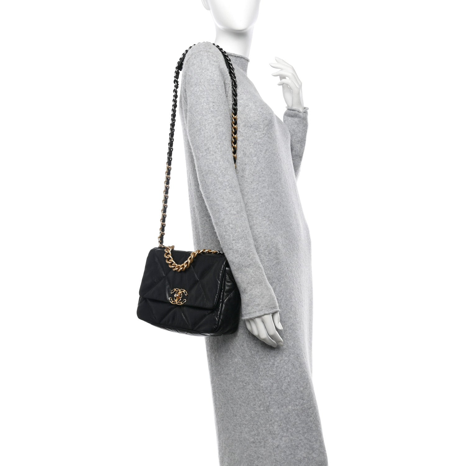 Chanel Goatskin Quilted Medium Chanel 19 Flap Black 2 of 10
