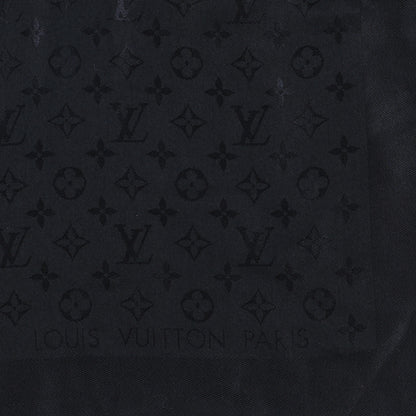 Louis Vuitton LOUIS VUITTON Silk Wool Monogram Shawl Black 2 of 4