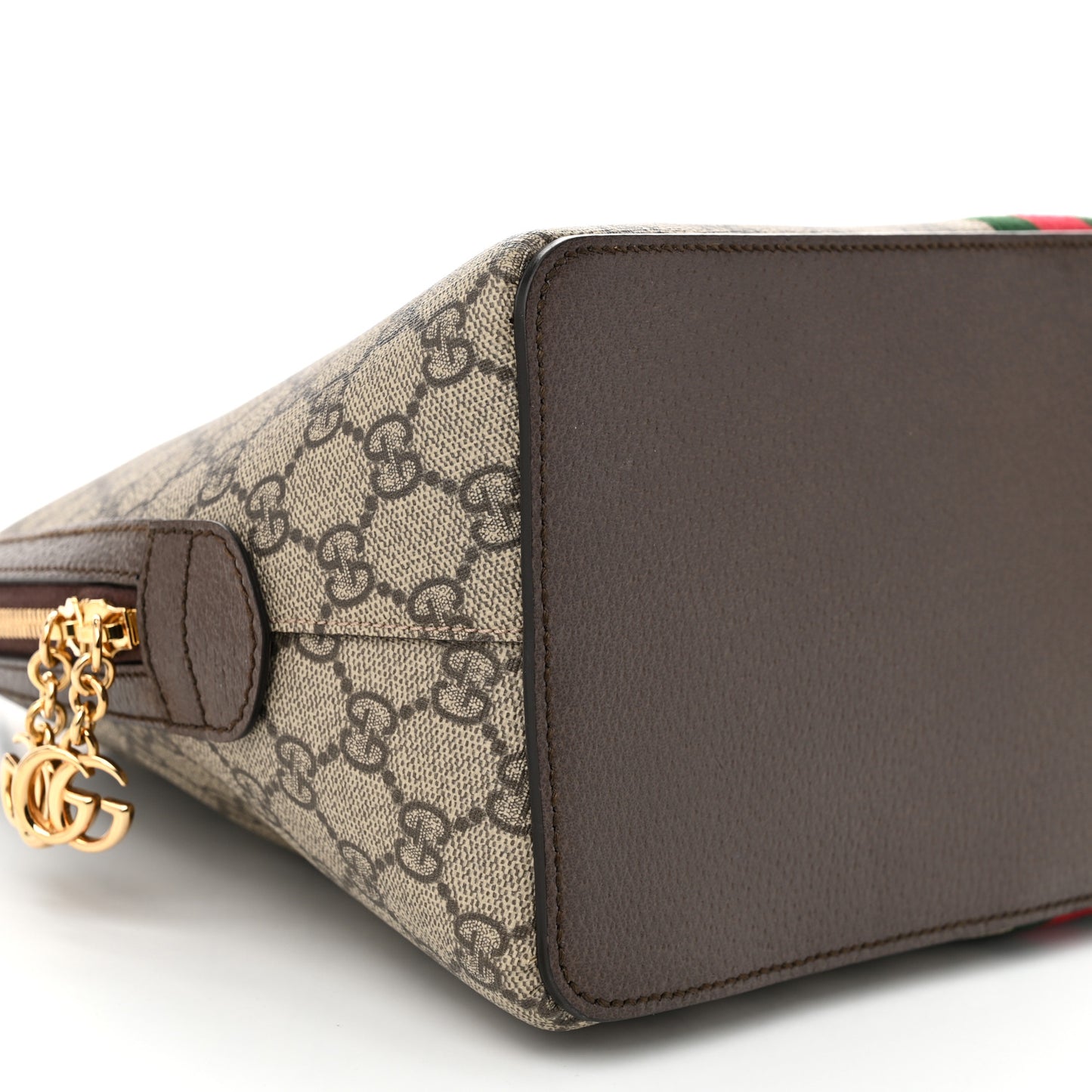 GG Supreme Monogram Web Medium Ophidia Top Handle Dome Bag Brown