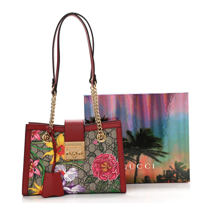 Gucci GG Supreme Monogram Flora Small Padlock Tote Red 12 of 12