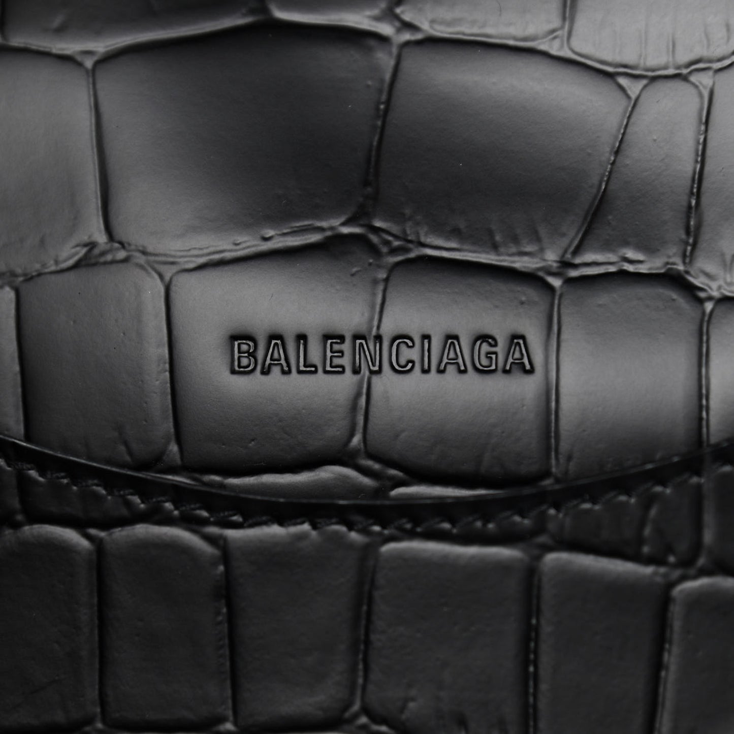 Semi Shiny Calfskin Crocodile Embossed Neo Classic Black Hardware S City Black