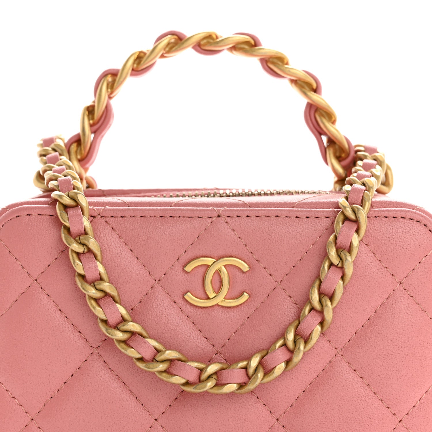Chanel Lambskin Quilted Top Handle Mini Vanity Case Pink 1742659