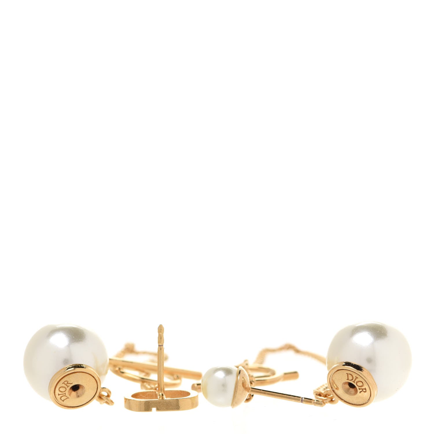 Christian Dior Pearl Tribales Earrings Gold White 3 of 5