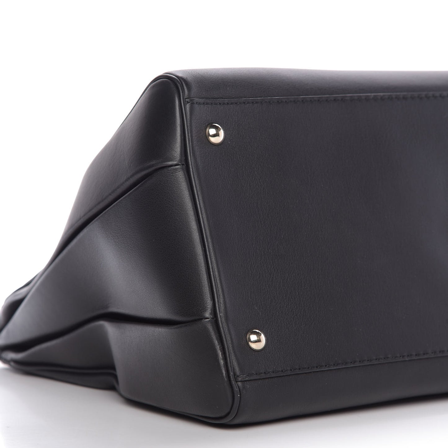 Calfskin Bold Bamboo Medium Top Handle Bag Black