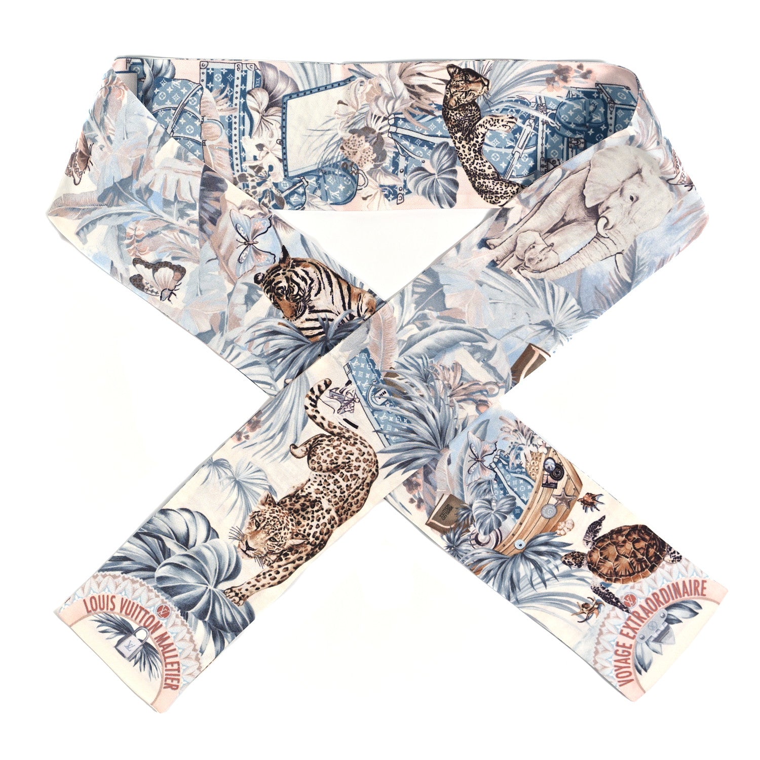Louis Vuitton Silk Voyage Extraordinaire Bandeau Blue Grey 1 of 5