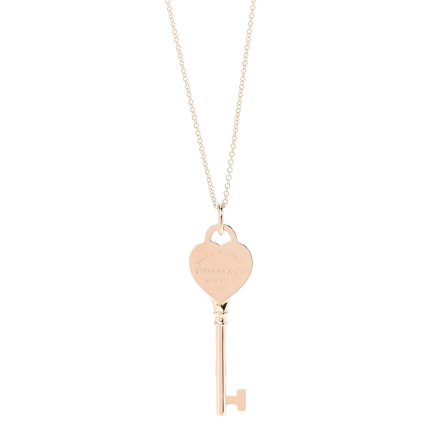 18K Rose Gold Return To Tiffany Heart Key Pendant Necklace