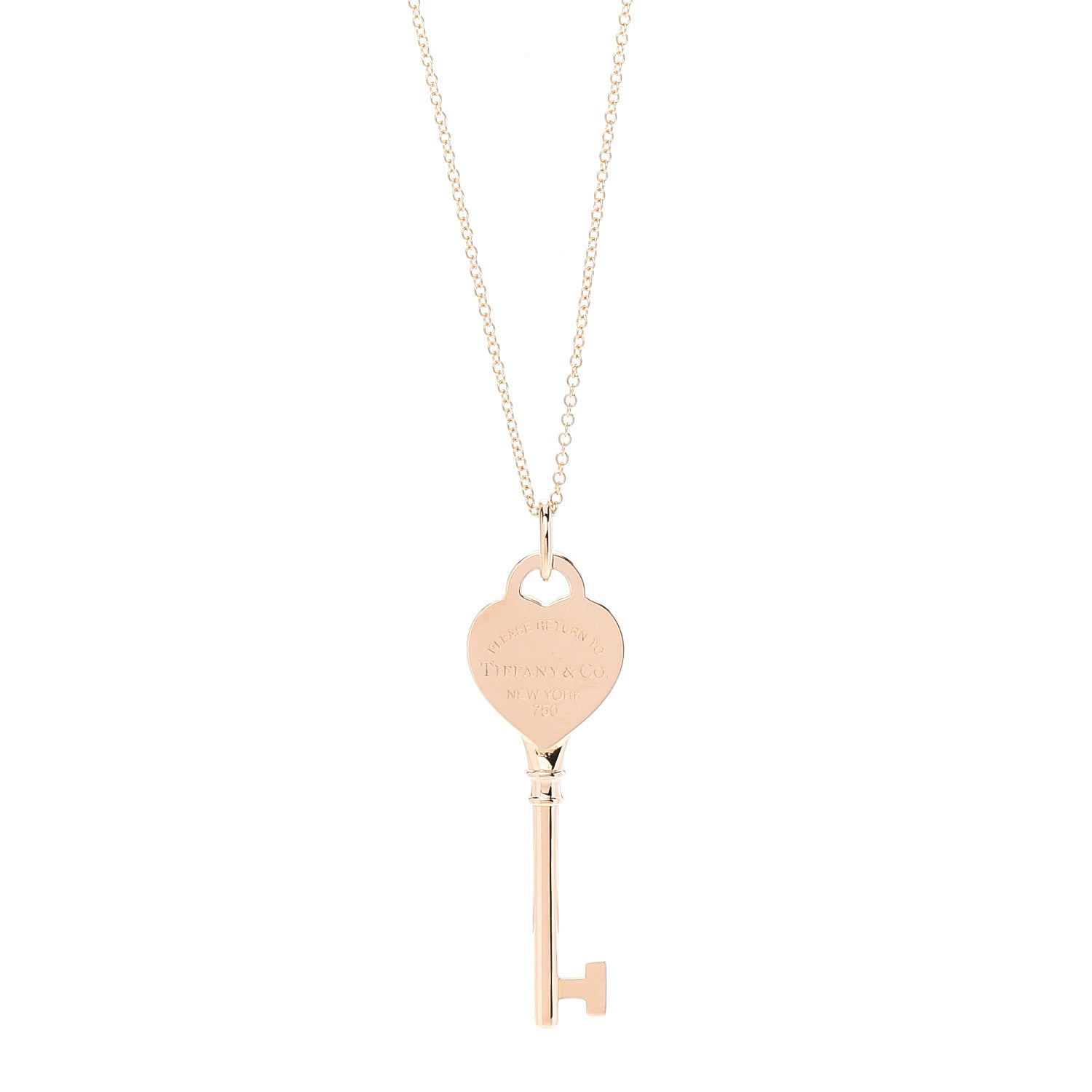 Tiffany 18K Rose Gold Return To Tiffany Heart Key Pendant Necklace 4 of 7