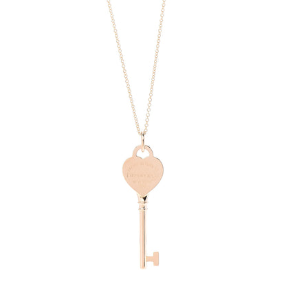 Tiffany 18K Rose Gold Return To Tiffany Heart Key Pendant Necklace 4 of 7