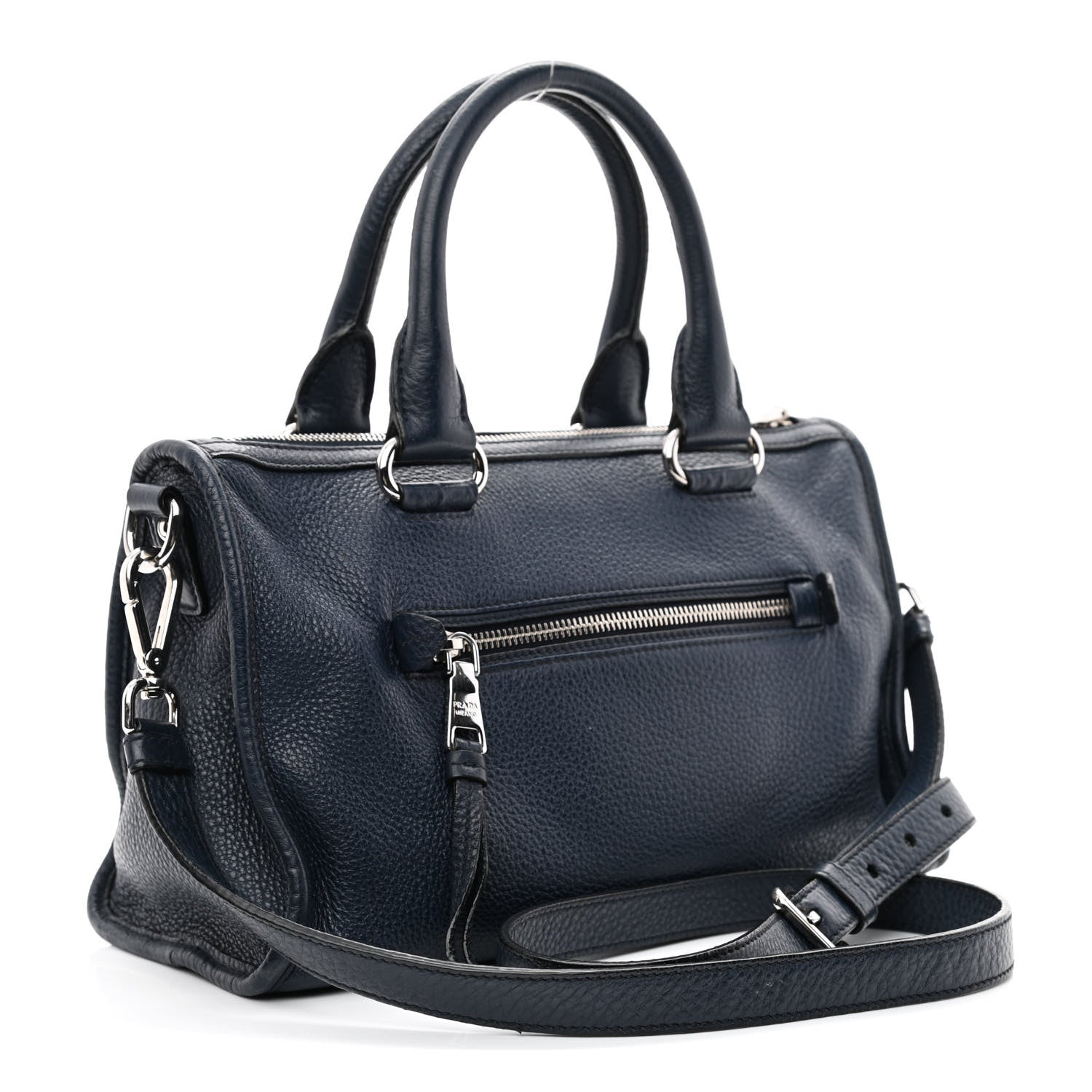Prada Vitello Phenix Top Handle Shopping Satchel Baltico 3 of 17