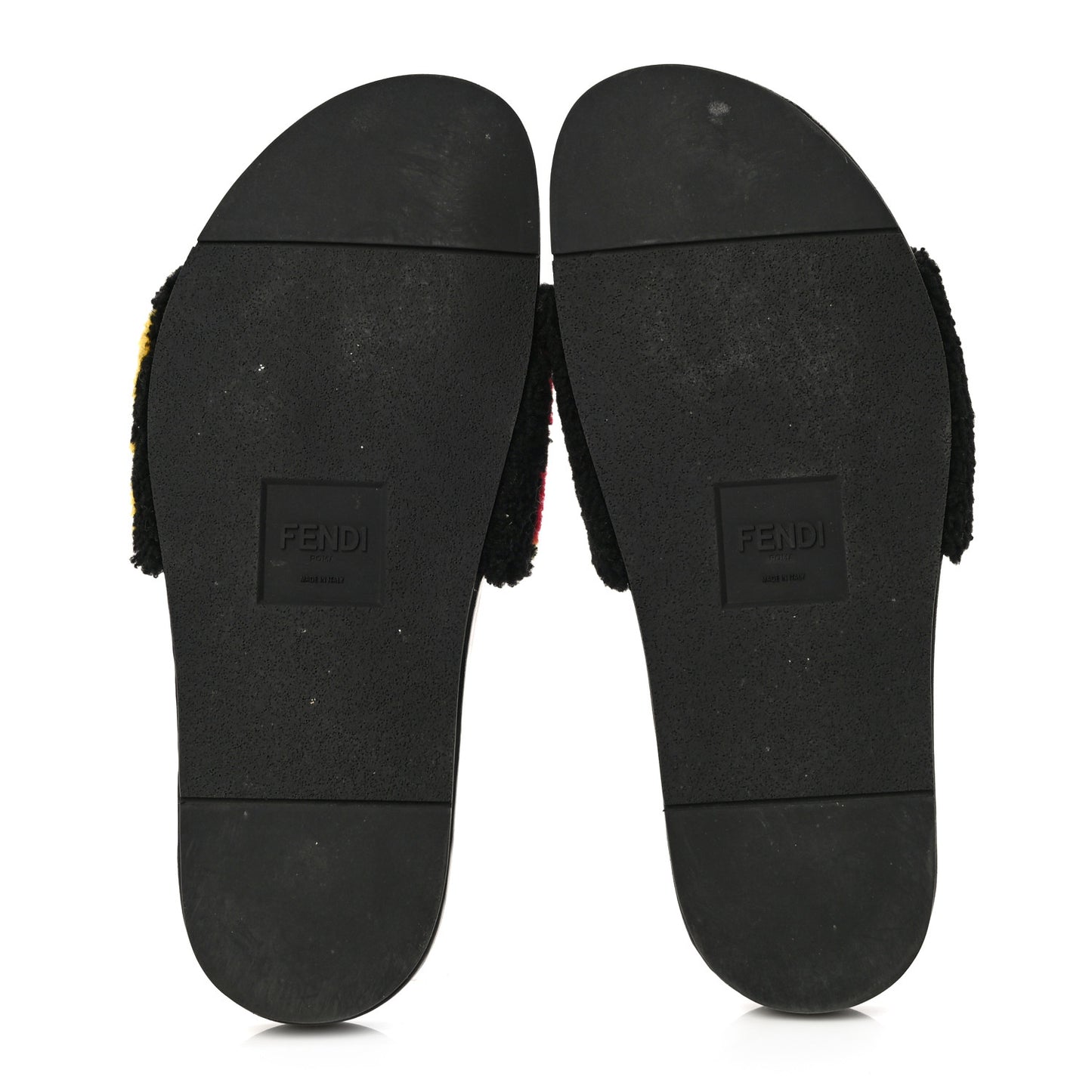 Shearling Logo Mens Slide Sandals 8.5 Black Giallo Ribes
