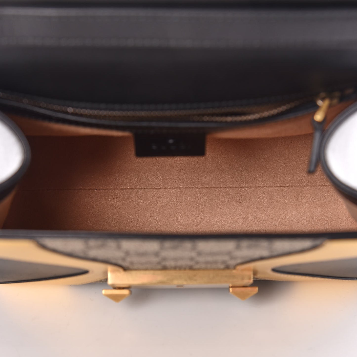 GG Supreme Monogram Small Osiride Top Handle Bag Black Gold