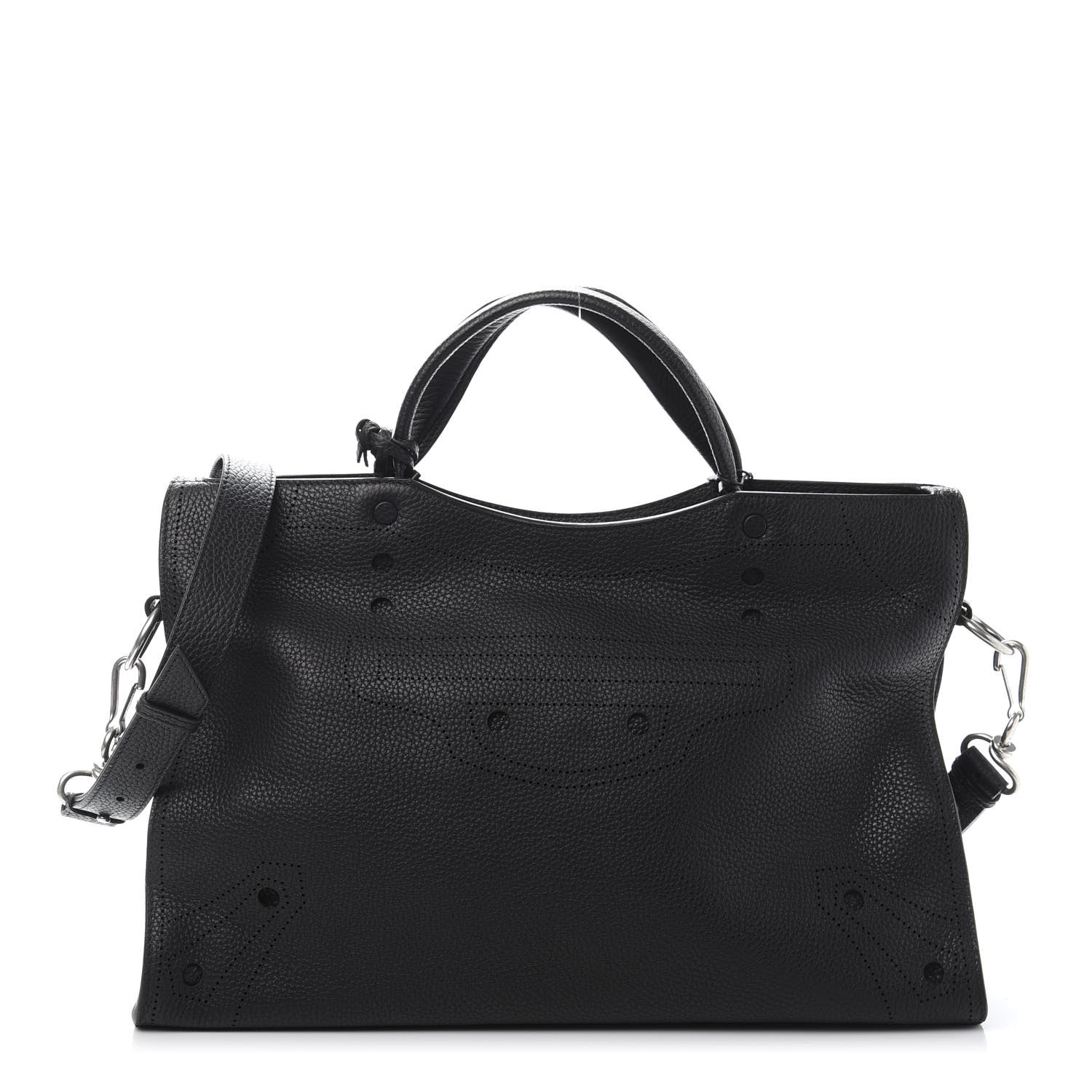 Balenciaga Veau Grana Perforated Blackout Hardware City Black 2 of 11