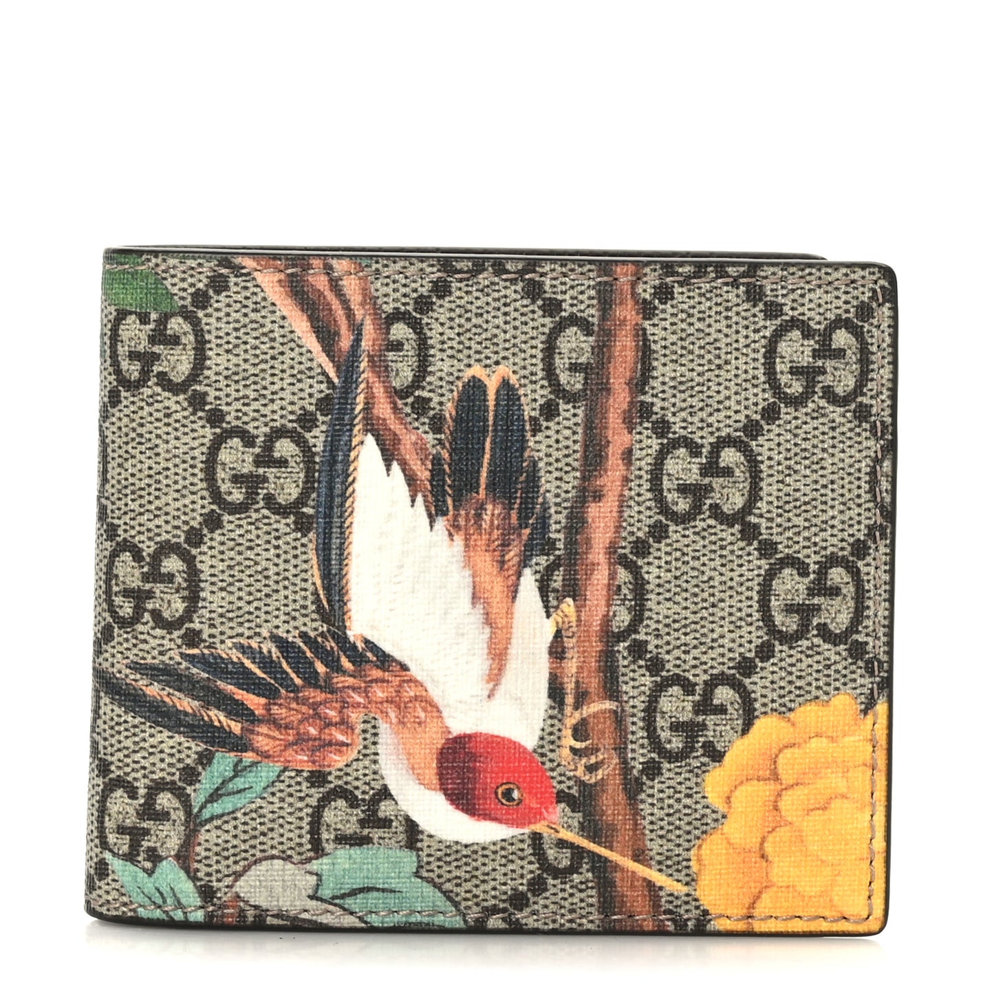 GG Supreme Monogram Tian Bi-Fold Wallet Beige Multicolor New Acero