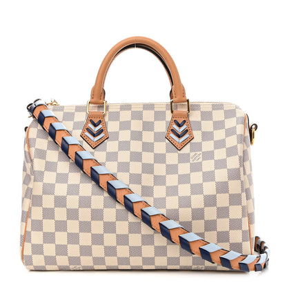 Louis Vuitton Damier Azur Braided Speedy Bandouliere 30 Blue 1 of 9