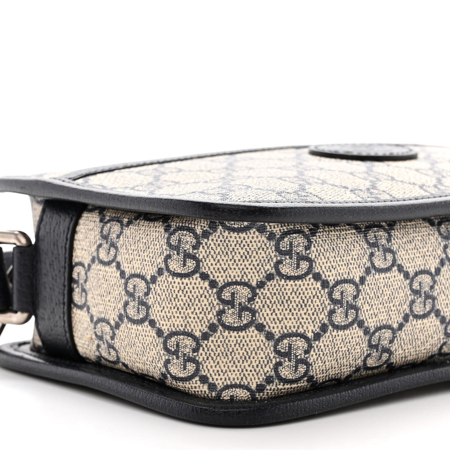 GG Supreme Monogram Textured Dollar Calfskin Mini Retro Interlocking G Shoulder Bag Beige Blue