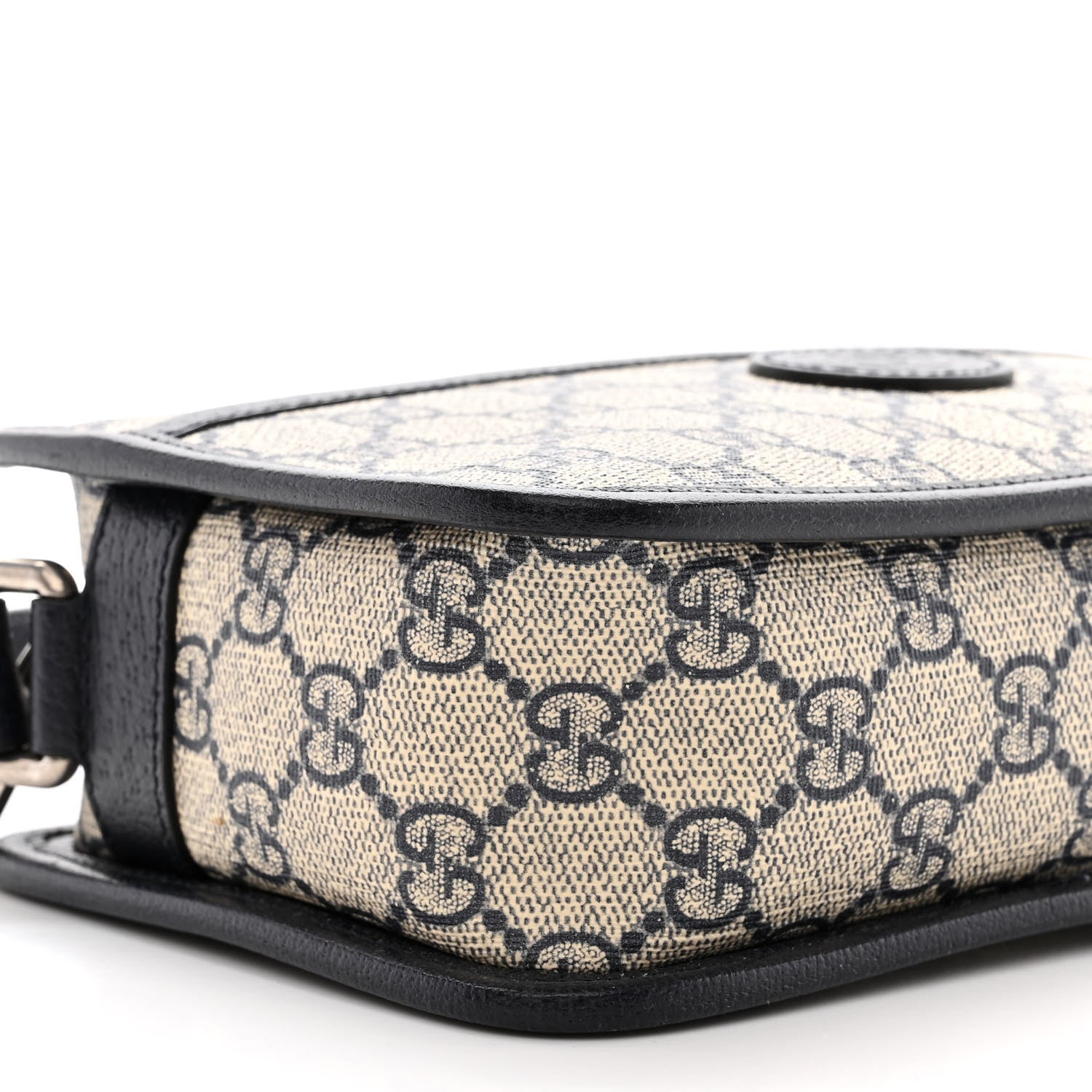 Gucci GG Supreme Monogram Textured Dollar Calfskin Mini Retro Interlocking G Shoulder Bag Beige Blue 9 of 11