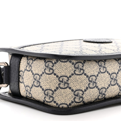 Gucci GG Supreme Monogram Textured Dollar Calfskin Mini Retro Interlocking G Shoulder Bag Beige Blue 9 of 11