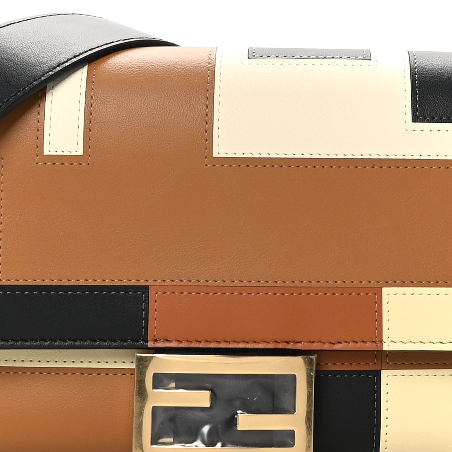 Fendi Vitello Grace Intarsio Geometric Brandy Black Multicolor 8 of 10