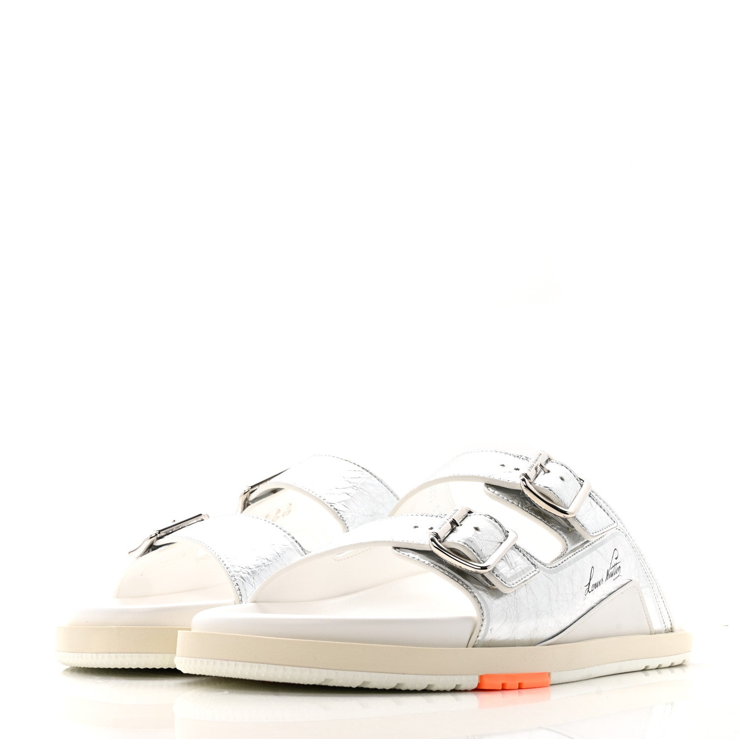 Louis Vuitton Metallic Mix Materials Mens LV Script Trainer Mules 11 Silver Multicolor 6 of 20