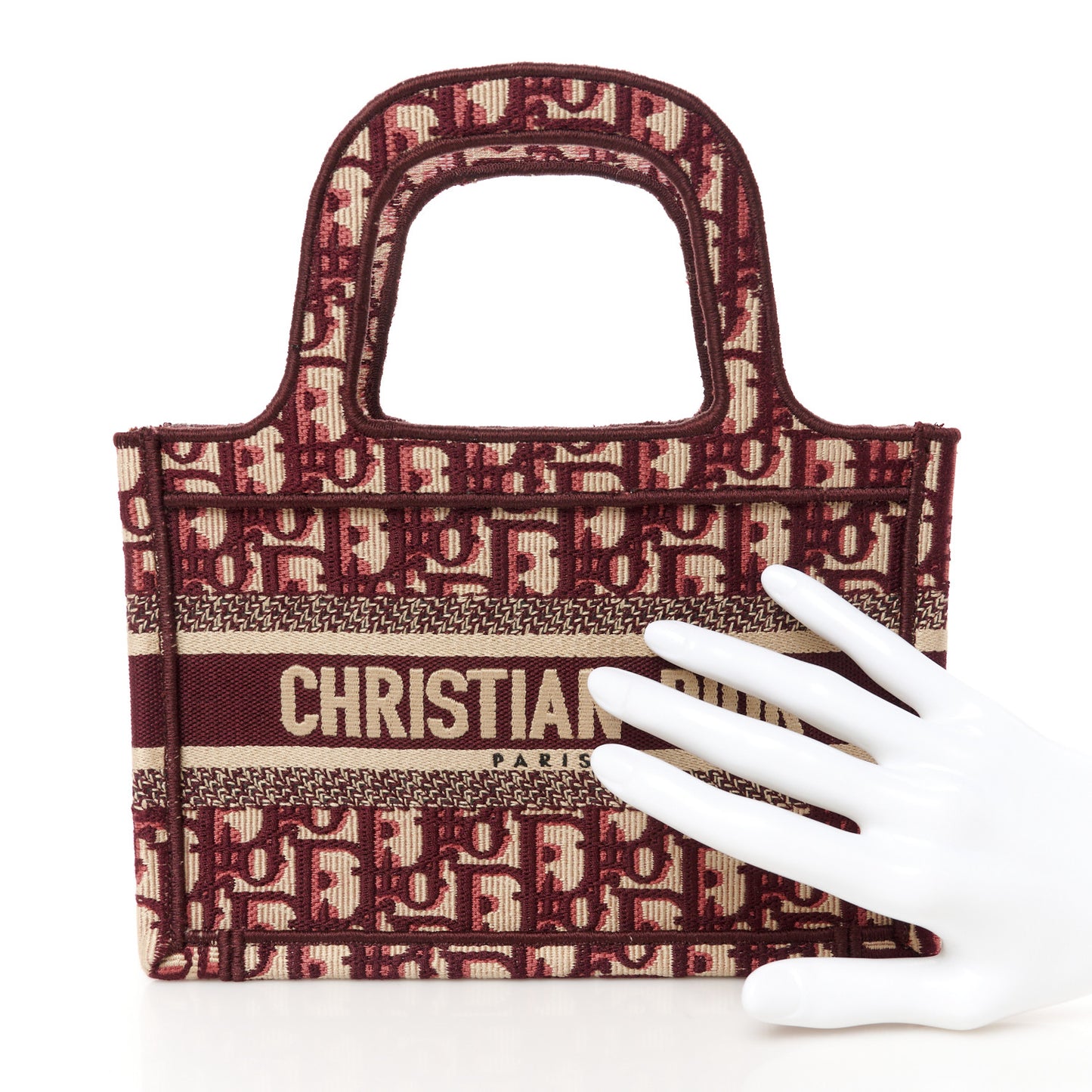 Oblique Mini Book Tote Burgundy Multicolor